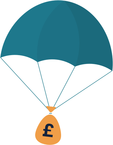 parachute with a money bag