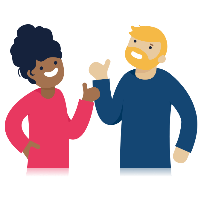 Illustration of two people giving each other a thumbs up